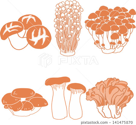 可愛的蘑菇套裝,手繪風格,簡約單色插畫(秋季風味,日式風格,印章風格) 可愛的蘑菇套裝,手繪風格,簡約單色插畫(秋季風味,日式風格,印章風格) 141475870