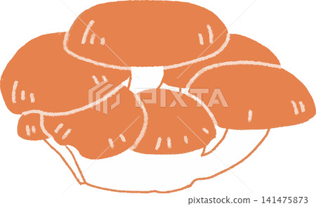 Cute, hand-drawn, monochrome, simple illustration of an oyster mushroom (mushroom, vegetable, Japanese style, stamp style) Cute, hand-drawn, monochrome, simple illustration of an oyster mushroom (mushroom, vegetable, Japanese style, stamp style) 141475873