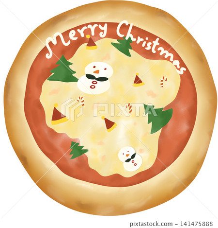 Pizza Christmas watercolor Clipart Pizza Christmas watercolor Clipart 141475888