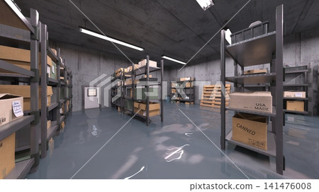 Flooded warehouse Flooded warehouse 141476008