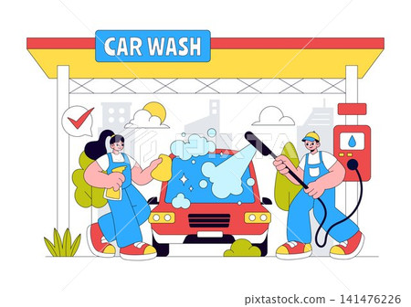 Car Wash Vector Illustration Featuring Professional Vehicle Cleaning Service, Automatic Washing Station, Foam Cleaning, Car Care, and Transportation Car Wash Vector Illustration Featuring Professional Vehicle Cleaning Service, Automatic Washing Station, Foam Cleaning, Car Care, and Transportation 141476226