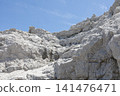 The massive limestone cliffs of Shirasaki Coast gleam in the sunlight. 141476471