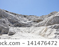 The beautiful scenery of Shirasaki Coast, with its blue sky and chalky limestone formations. 141476472