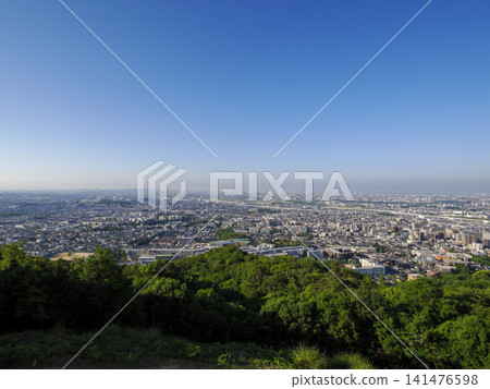[高清] 從山頂俯瞰綠意盎然的城市景觀 141476598