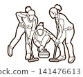 Curling Sport Female Players Action Cartoon Graphic Vector 141476613