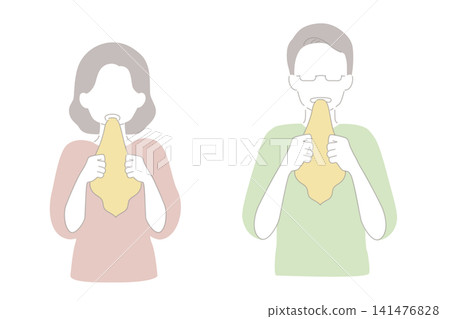 Woman and man biting a handkerchief (set) Woman and man biting a handkerchief (set) 141476828