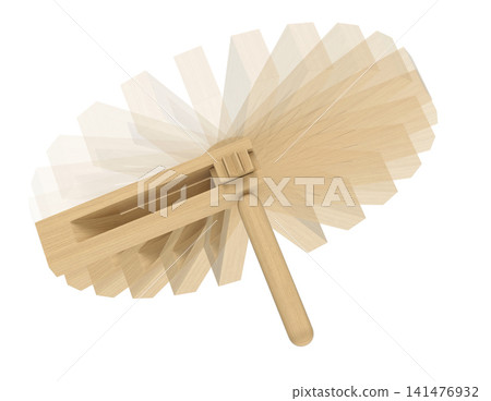 Wooden ratchet toy moving concept - 3D illustration Wooden ratchet toy moving concept - 3D illustration 141476932