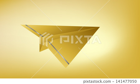 Gold Paper Plane Send Message Concept Background Gold Paper Plane Send Message Concept Background 141477050