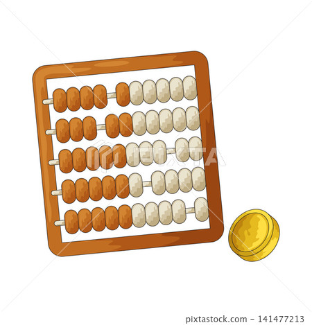 Illustration of Abacus With Coin Illustration of Abacus With Coin 141477213