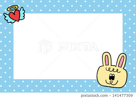Blue frame with heart, bunny, polka dot pattern for background, backdrop, wallpaper, rectangle ad template, polaroid photo, postcard, memo note, presentation, happy easter, animal print, label Blue frame with heart, bunny, polka dot pattern for background, backdrop, wallpaper, rectangle ad template, polaroid photo, postcard, memo note, presentation, happy easter, animal print, label 141477309