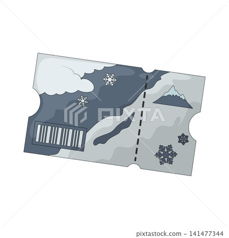 Illustration of Ski Ticket Illustration of Ski Ticket 141477344