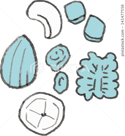 簡潔的手繪風格雙色插圖,描繪了混合堅果和乾果,適合作為徒步旅行零食(遠足/能量食品)。 簡潔的手繪風格雙色插圖,描繪了混合堅果和乾果,適合作為徒步旅行零食(遠足/能量食品)。 141477556