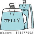 Simple, hand-drawn style two-color illustration of a nutritional jelly for hiking/sports/energy food. 141477558