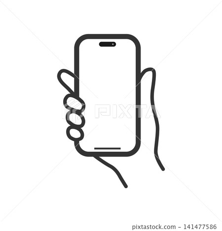 Illustration of a hand holding a smartphone Illustration of a hand holding a smartphone 141477586