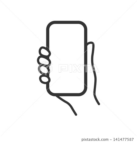 Illustration of a hand holding a smartphone Illustration of a hand holding a smartphone 141477587