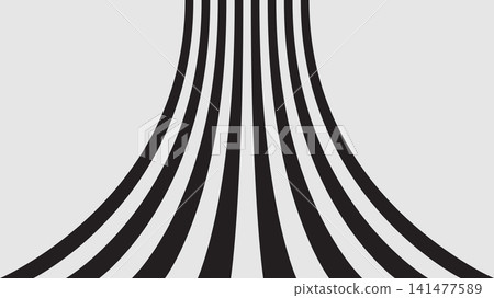 Abstract curved lines converging vertically on white background, minimalist growth and perspective 141477589