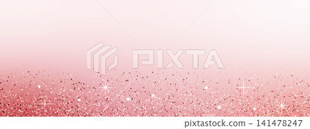Champagne rose glitter background with glowing dots and sparkling starburst flares on warm pink gradient. Vector template for New Year poster, wedding invitation and festive celebration. Champagne rose glitter background with glowing dots and sparkling starburst flares on warm pink gradient. Vector template for New Year poster, wedding invitation and festive celebration. 141478247