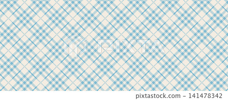 Blue gingham check fabric pattern. Tartan design for home textiles and fashion prints. Blue gingham check fabric pattern. Tartan design for home textiles and fashion prints. 141478342