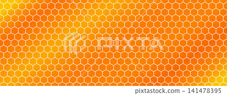 Geometric fiber honeycomb net. Yellow seamless pattern with gradient. Hexagonal grid bg. Geometric fiber honeycomb net. Yellow seamless pattern with gradient. Hexagonal grid bg. 141478395