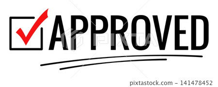 Approved Word with Red Check Mark in Open Checkbox and Double Underline, Bold Approval Typography for Verified Document, Accepted Request, Completed Task, Quality Control and Business Workflow Design Approved Word with Red Check Mark in Open Checkbox and Double Underline, Bold Approval Typography for Verified Document, Accepted Request, Completed Task, Quality Control and Business Workflow Design 141478452