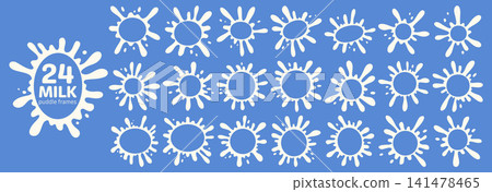 Milk splash frames set. Organic liquid shapes with wavy edges. Hand drawn playful style. Milk splash frames set. Organic liquid shapes with wavy edges. Hand drawn playful style. 141478465