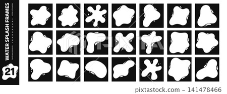 Abstract water splash shapes. Liquid amoeba shapes with wavy edges. Square fluid blob silhouettes. Abstract water splash shapes. Liquid amoeba shapes with wavy edges. Square fluid blob silhouettes. 141478466