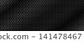 Honeycomb grid fiber bg. Dark hexagon texture with gradient. Seamless vector background. 141478467