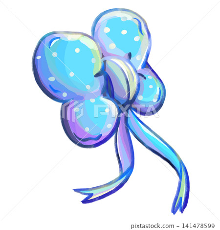 Isolated blue girly bow tie in artistic coloring illustration 141478599