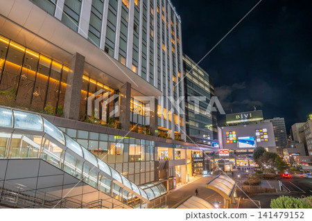 JR Sendai Station East Exit: Tohoku region's largest terminal station, night view, commercial facilities, pedestrian deck. 141479152