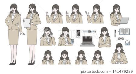 女性辦公室職員插畫素材集 女性辦公室職員插畫素材集 141479289