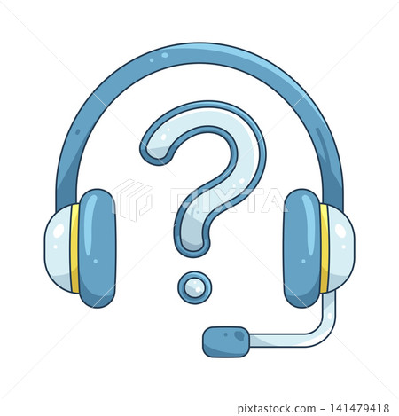 Illustration of headset support with question mark Illustration of headset support with question mark 141479418