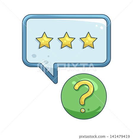 Illustration of three star rating with question mark Illustration of three star rating with question mark 141479419