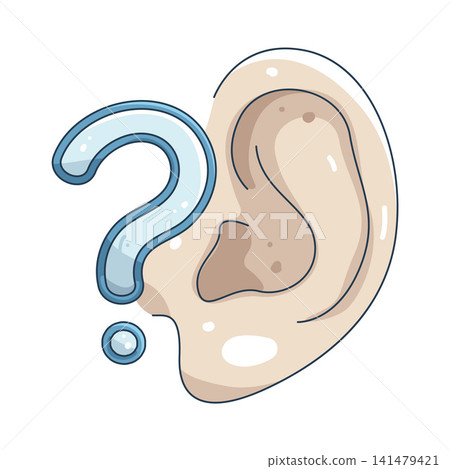 Illustration of listening ear with question mark Illustration of listening ear with question mark 141479421