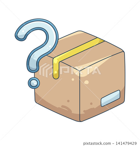 Illustration of question mark with cardboard box Illustration of question mark with cardboard box 141479429