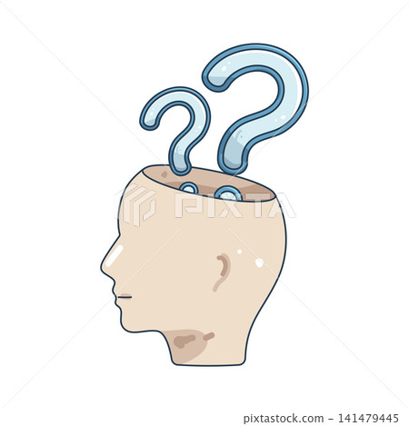 Illustration of head with question marks 141479445