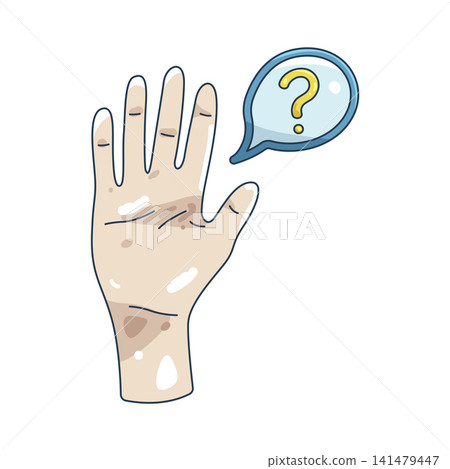 Illustration of hands raised with question mark bubble Illustration of hands raised with question mark bubble 141479447