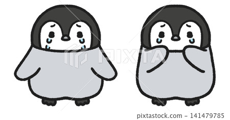 A set of illustrations of crying penguins A set of illustrations of crying penguins 141479785