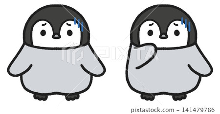 A set of illustrations of depressed and withdrawn penguins. A set of illustrations of depressed and withdrawn penguins. 141479786