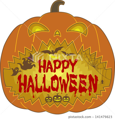 Halloween Jack-o'-lantern logo, transparent background cutout illustration text material Halloween Jack-o'-lantern logo, transparent background cutout illustration text material 141479823