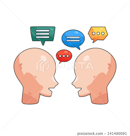 Illustration of two people talking Illustration of two people talking 141480091