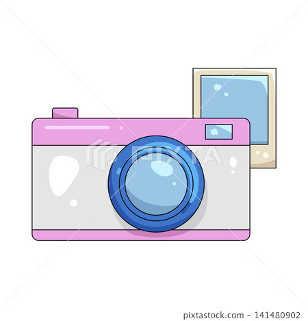 Illustration of retro camera with instant photo Illustration of retro camera with instant photo 141480902