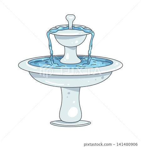 Illustration of white tiered fountain with flowing water Illustration of white tiered fountain with flowing water 141480906