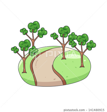 Illustration of path through green trees Illustration of path through green trees 141480915