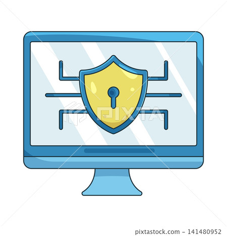 Illustration of computer security shield Illustration of computer security shield 141480952