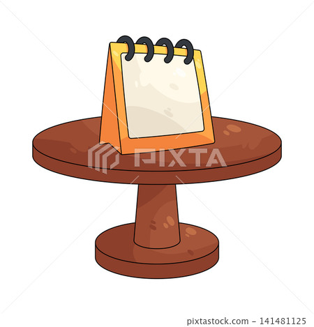 Illustration of desk calendar on table 141481125