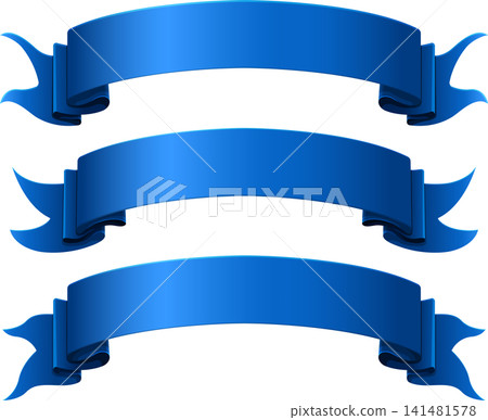 Blue ribbon banner curved set Blue ribbon banner curved set 141481578