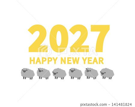 2027 新年快樂 - 黑羊插畫 2027 新年快樂 - 黑羊插畫 141481824