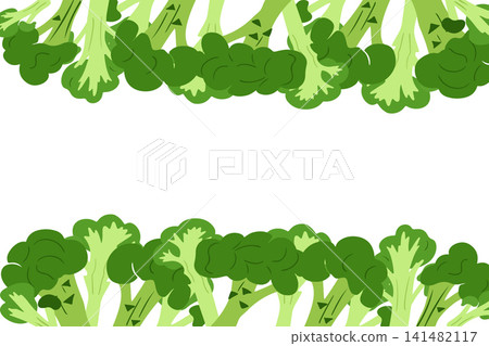 Decorative illustration featuring fresh green broccoli forming a border around empty white space, suitable for text or design applications Decorative illustration featuring fresh green broccoli forming a border around empty white space, suitable for text or design applications 141482117