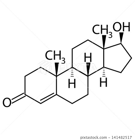 Structural chemical formulas of testosterone molecule. Molecular chemical formula of sex hormone. Testosterone male sex hormone (androgen) molecule sign. Structural chemical formulas of testosterone molecule. Molecular chemical formula of sex hormone. Testosterone male sex hormone (androgen) molecule sign. 141482517