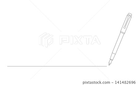 Fountain pen and underline set, line drawing Fountain pen and underline set, line drawing 141482696